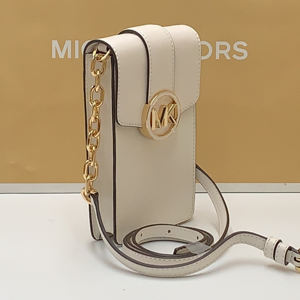NWT MICHAEL KORS CARMEN SMALL NORTH SOUTH PHONE XBODY OPTIC WHITE COLOR - Picture 3 of 16